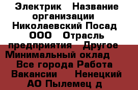 Электрик › Название организации ­ Николаевский Посад, ООО › Отрасль предприятия ­ Другое › Минимальный оклад ­ 1 - Все города Работа » Вакансии   . Ненецкий АО,Пылемец д.